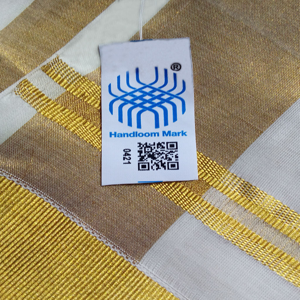 Original Handloom Saree Cotton Plain 2-inch golden zari Kasavu