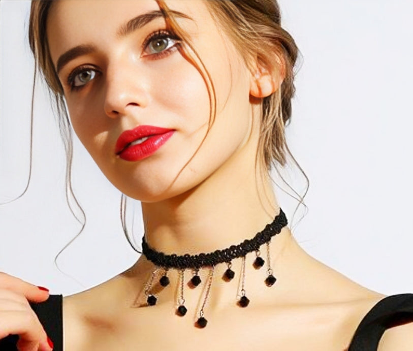 Water Drop Tassel Choker Necklace